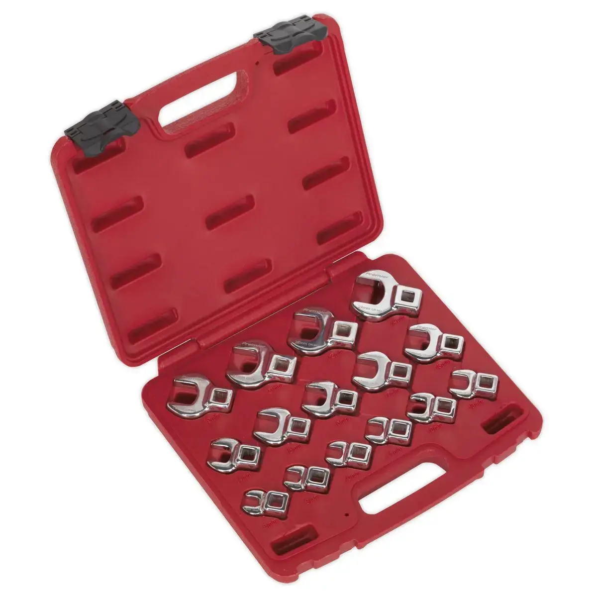 Sealey Premier Crow's Foot Open-End Spanner Set 15Pc 3/8"Sq Drive Metric 1