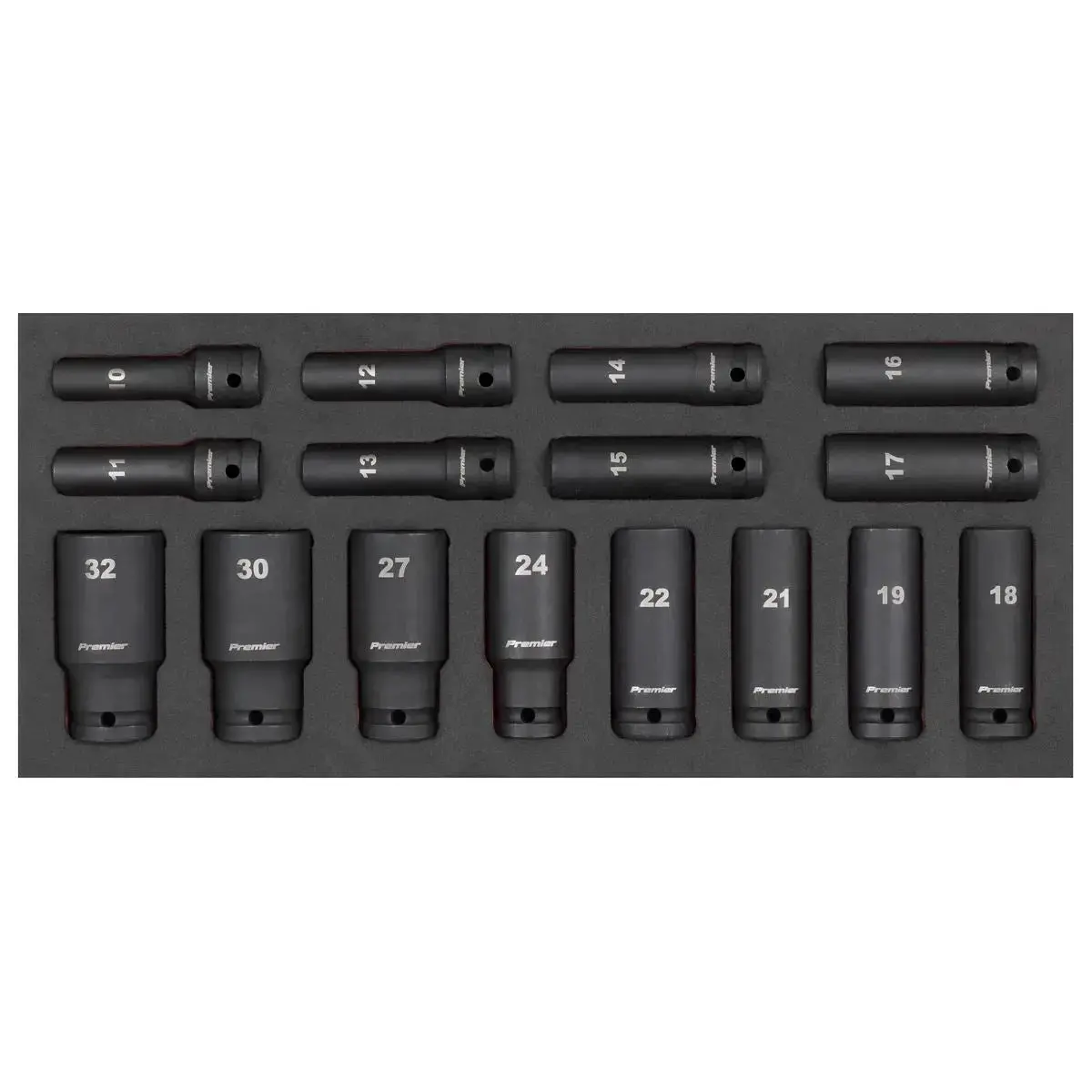 Sealey Premier Deep Impact Socket Set With Tool Tray 1/2"Sq Drive 16Pc 1