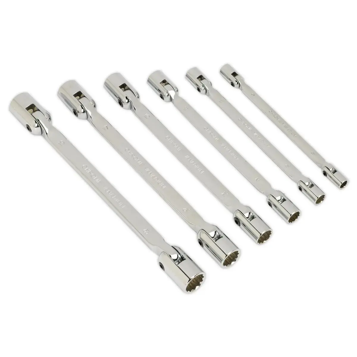 Sealey Premier Double Flexi-Head Socket Spanner Set 6Pc Fully Polished Metric 1