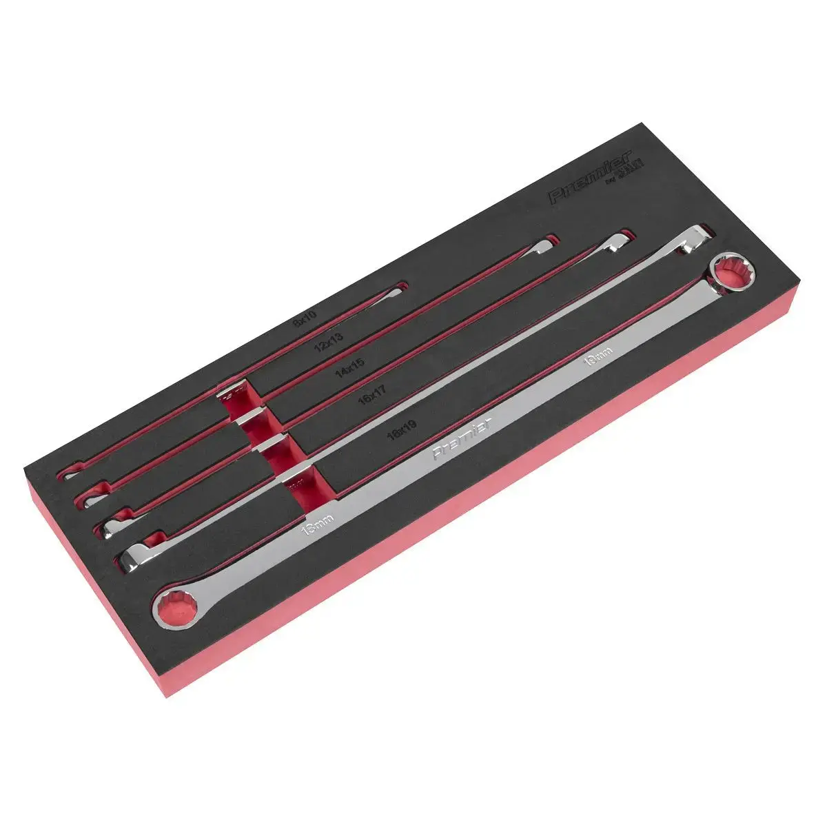 Sealey Premier Extra-Long Double End Ring Spanner Set In Eva Foam Tray 5Pc 1