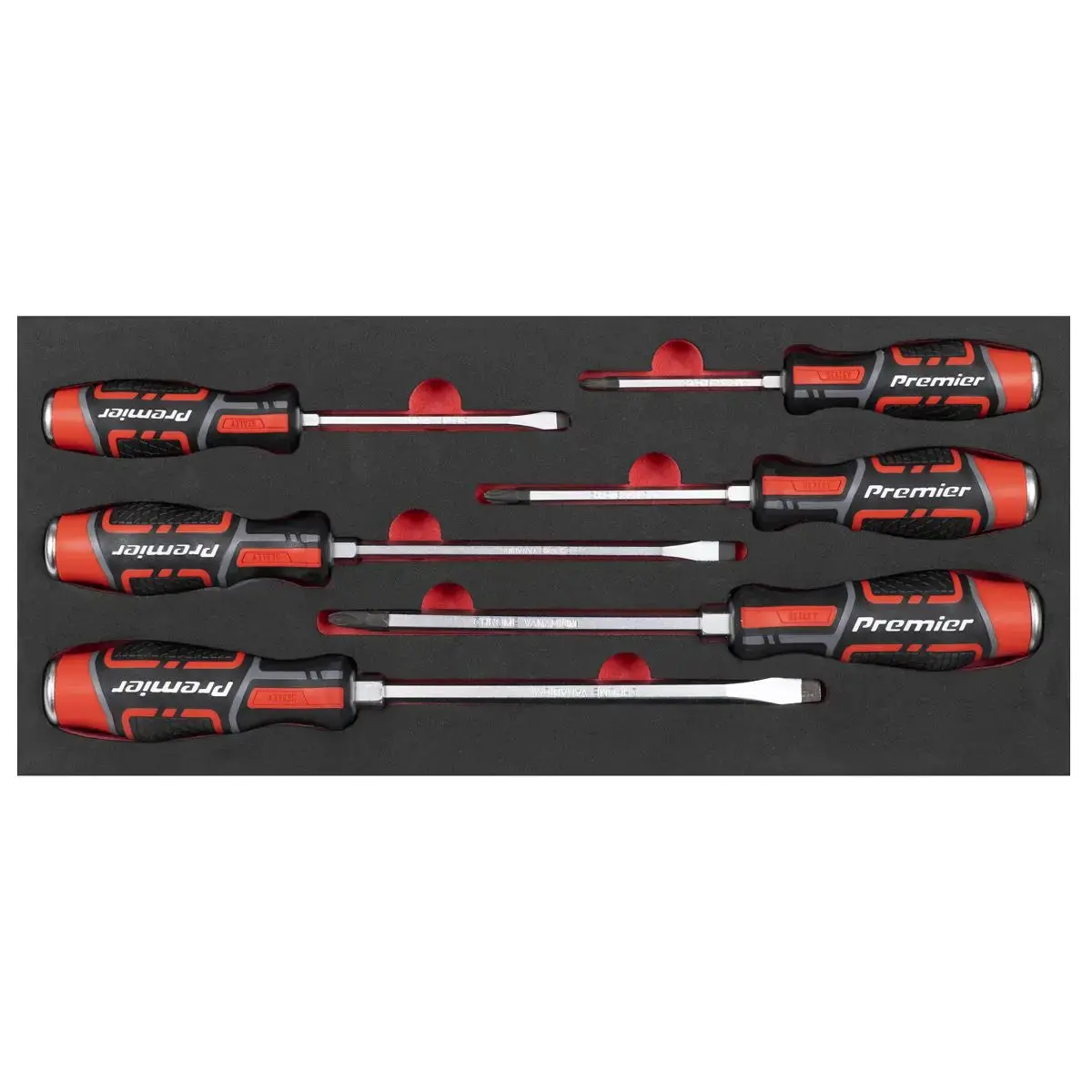 Sealey Premier Hammer-Thru Screwdriver Set With Tool Tray 6Pc 1