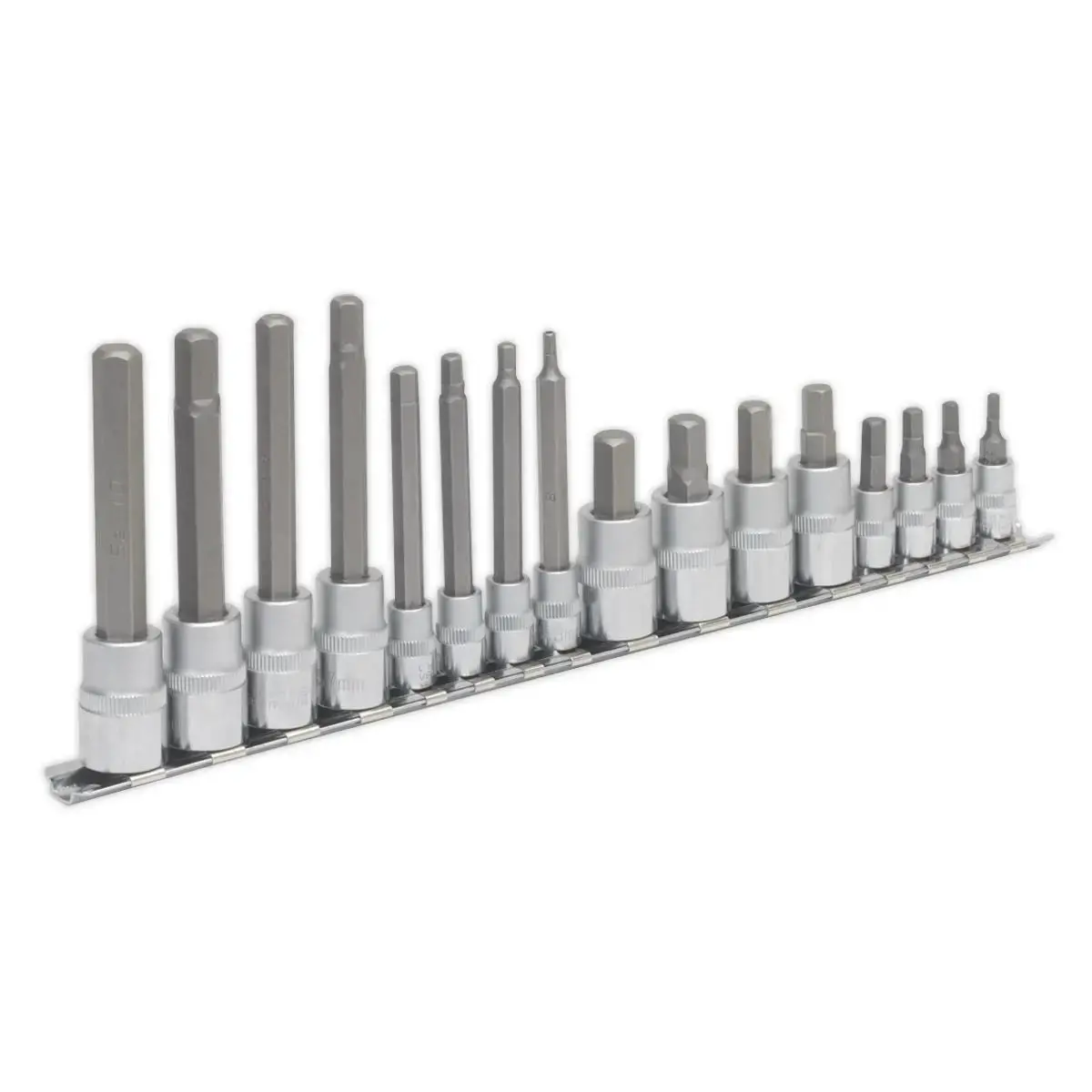Sealey Premier Hex Socket Bit Set 16Pc 1/4" & 3/8"Sq Drive 1