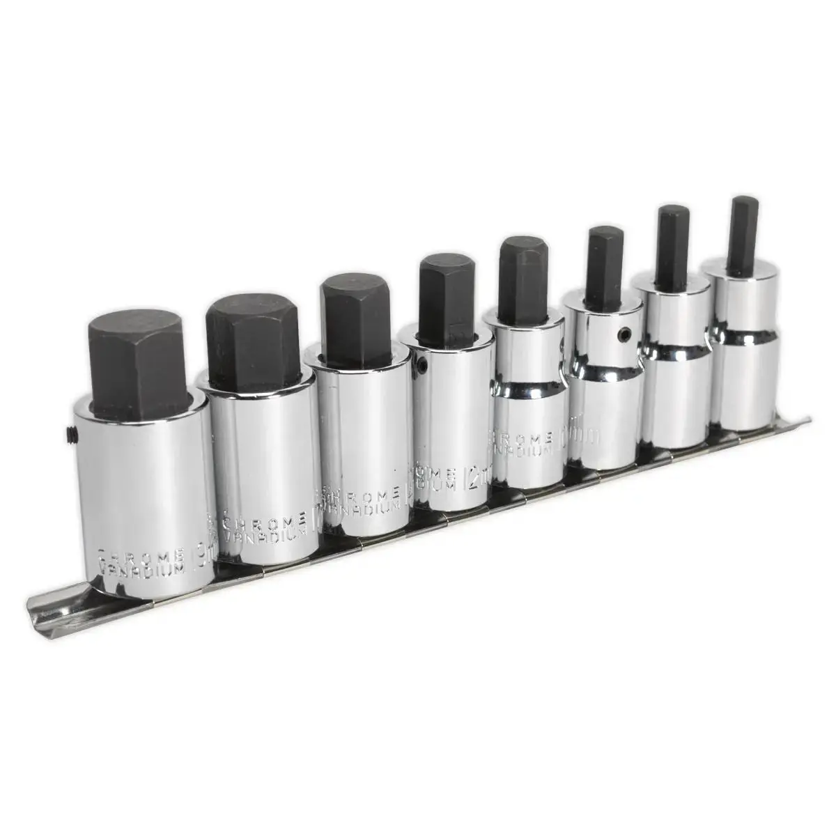 Sealey Premier Hex Socket Bit Set 8Pc 1/2"Sq Drive Metric 1
