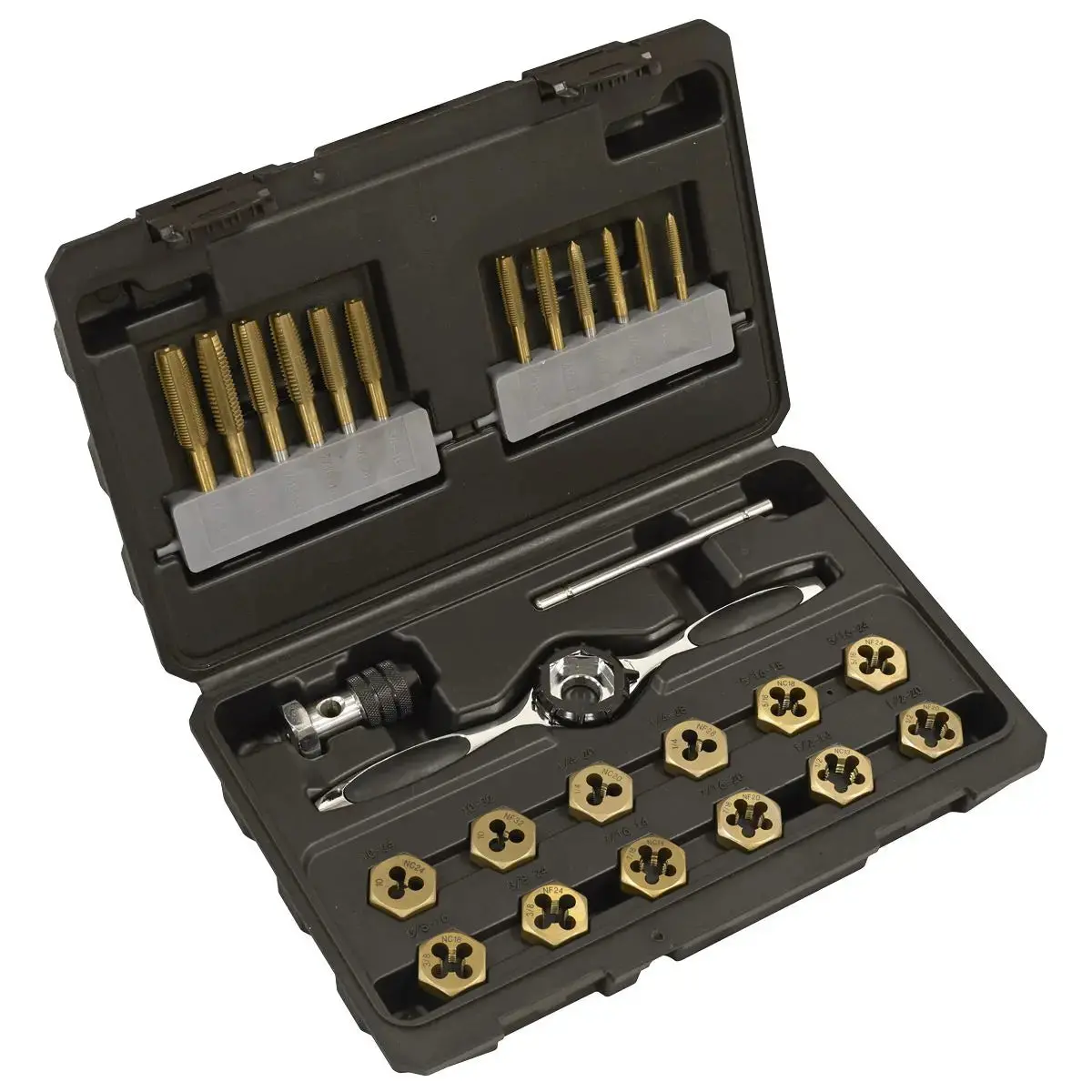 Sealey Premier Hexagonal Tap & Die Set 26Pc Hexagonal  - Sae/Imperial - Titanium Coated 1