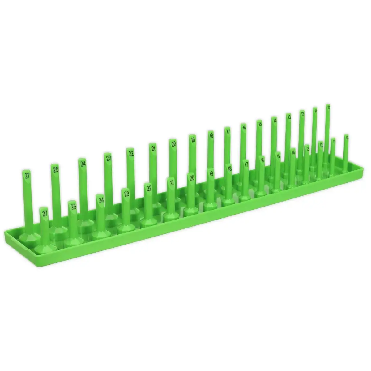 Sealey Premier High Visibility Green 1/2" Square Drive Socket Holder 10-27Mm Rail 1