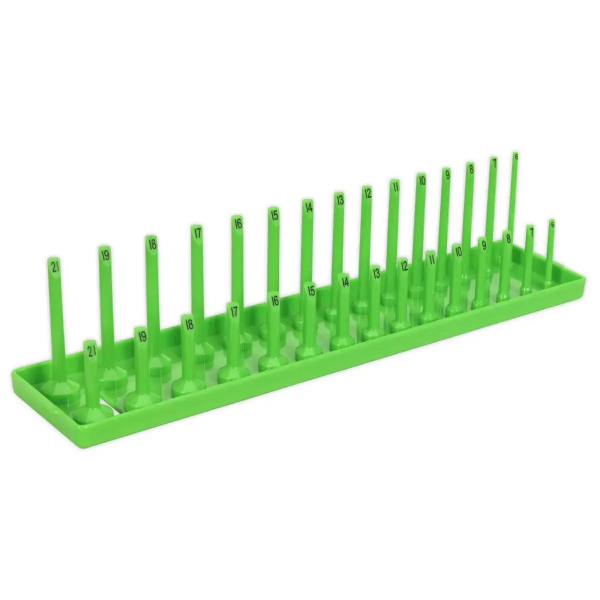 Sealey Premier High Visibility Green 3/8" Square Drive Socket Holder 6-21Mm Rail 1