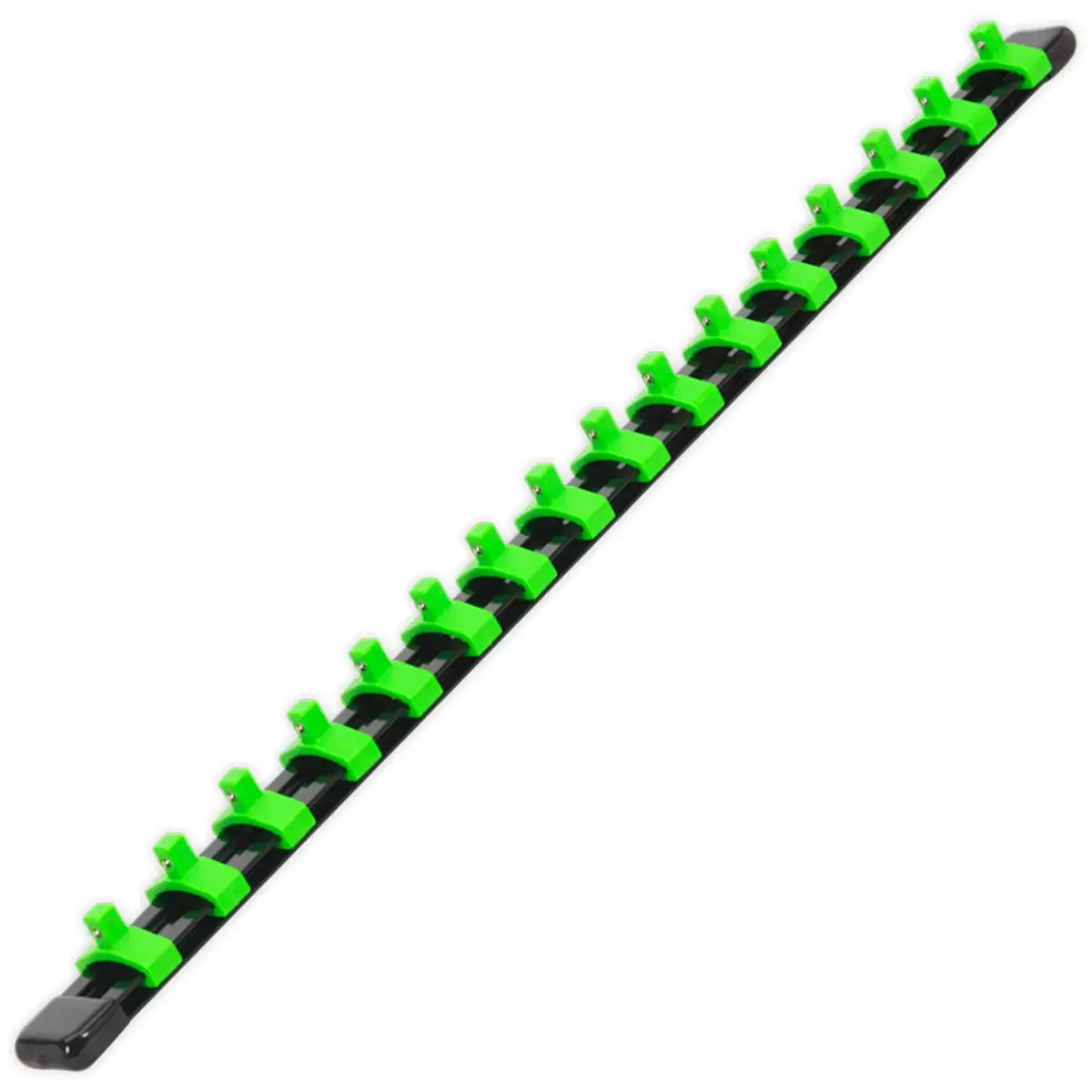 Sealey Premier High Visibilty Green Socket Retaining Rail With 16 Clips 1