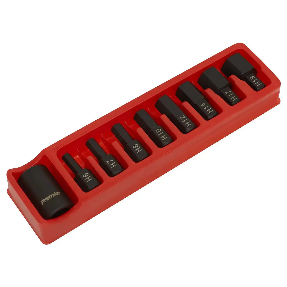 Sealey Premier Impact Hex Bit & Holder Set 9Pc 1/2"Sq Drive 1