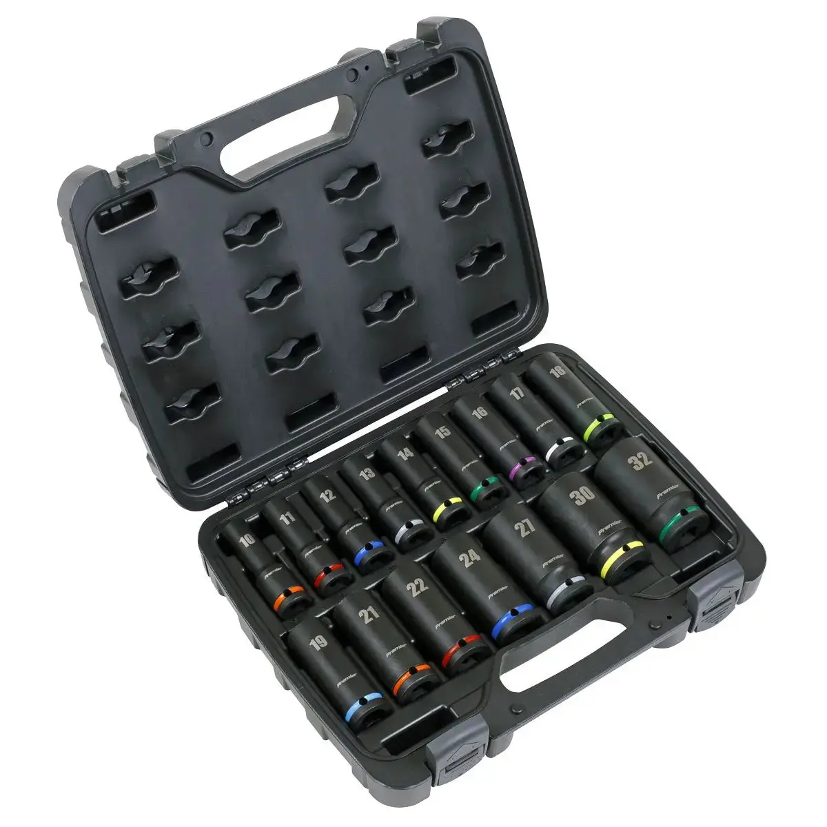 Sealey Premier Impact Socket Set 16Pc 1/2"Sq Drive Deep Metric 1