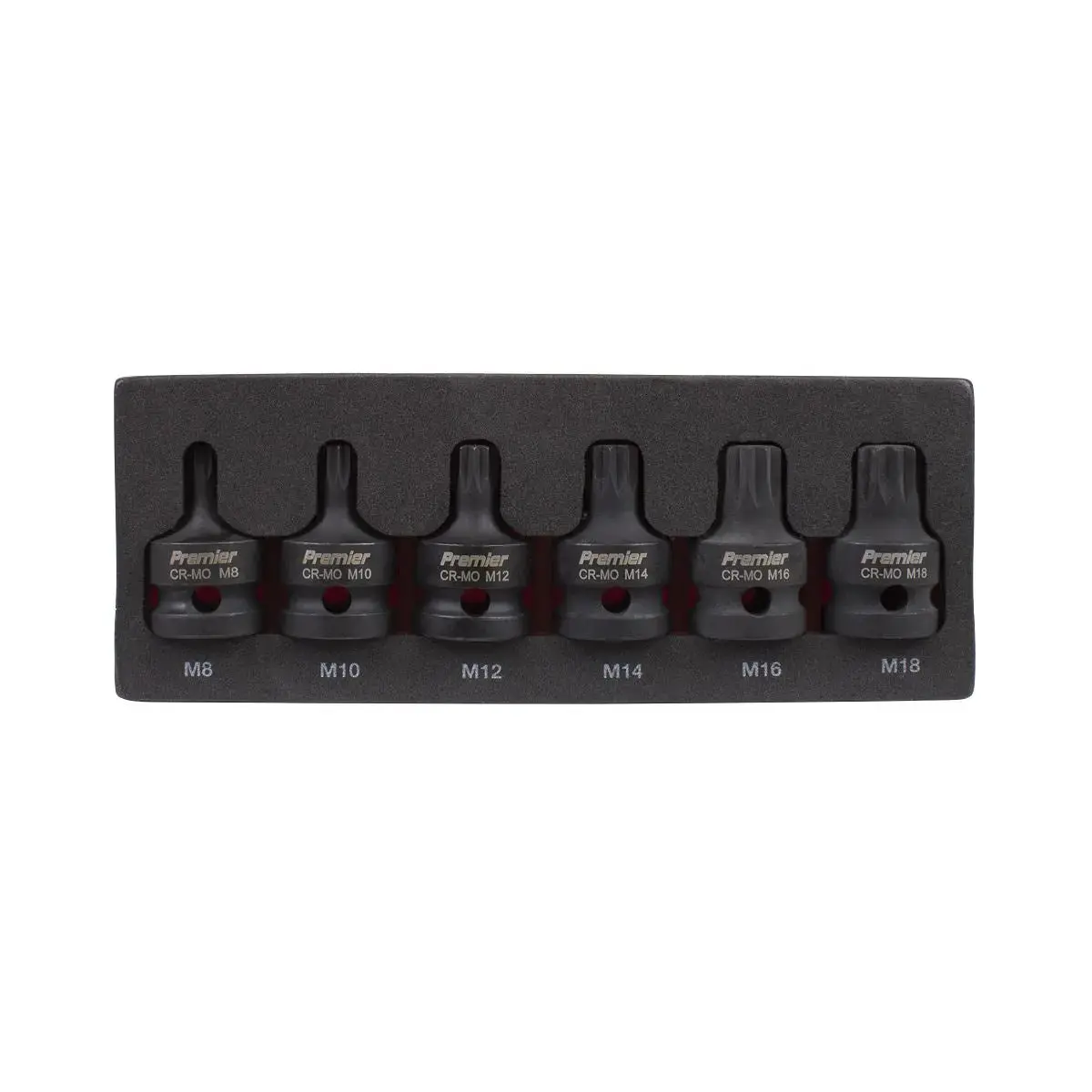 Sealey Premier Impact Spline Socket Bit Set 6Pc 1/2"Sq Drive 2