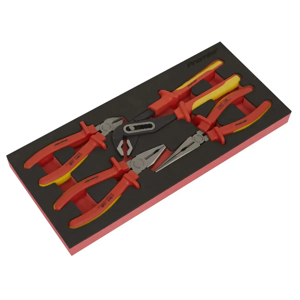 Sealey Premier Insulated Pliers Set 4Pc With Tool Tray - Vde Approved 1
