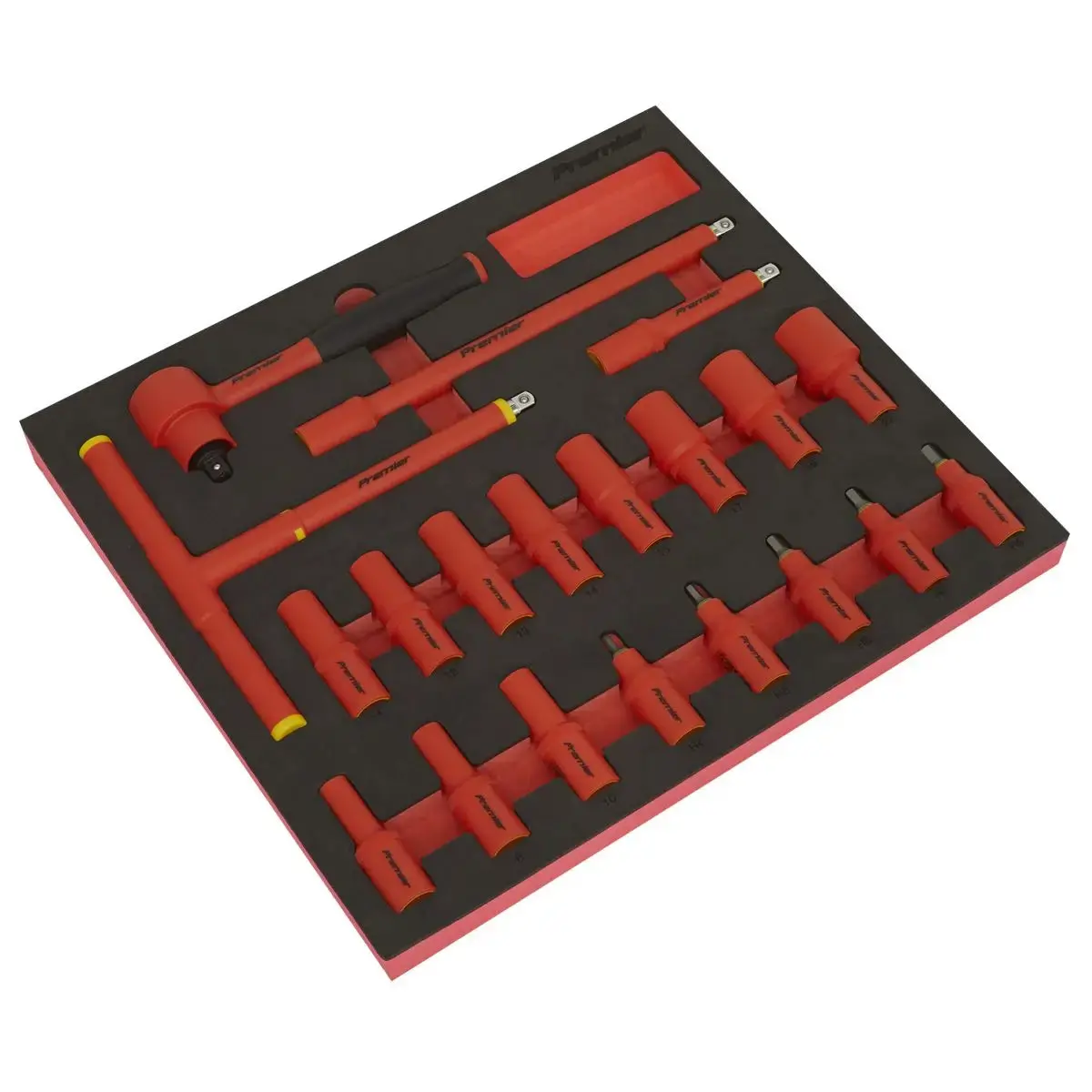 Sealey Premier Insulated Socket Set With Tool Tray 20Pc 3/8"Sq Drive 6Pt Walldrive® Vde Approved 1
