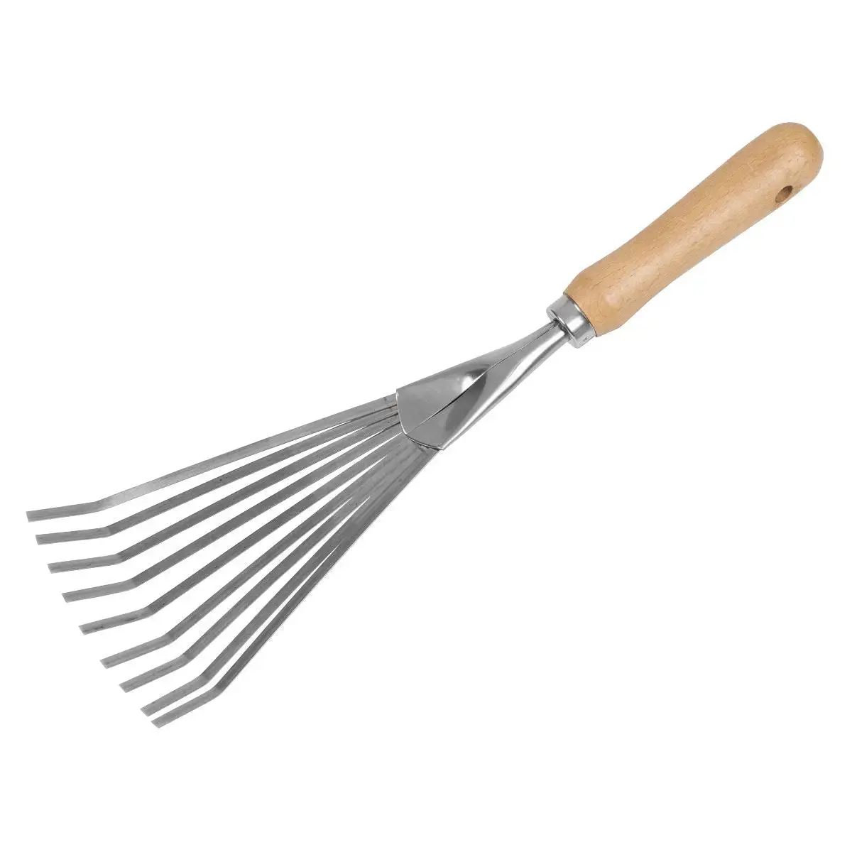 Sealey Premier Leaf Hand Rake With Ash Handle & Stainless Steel Tines 1