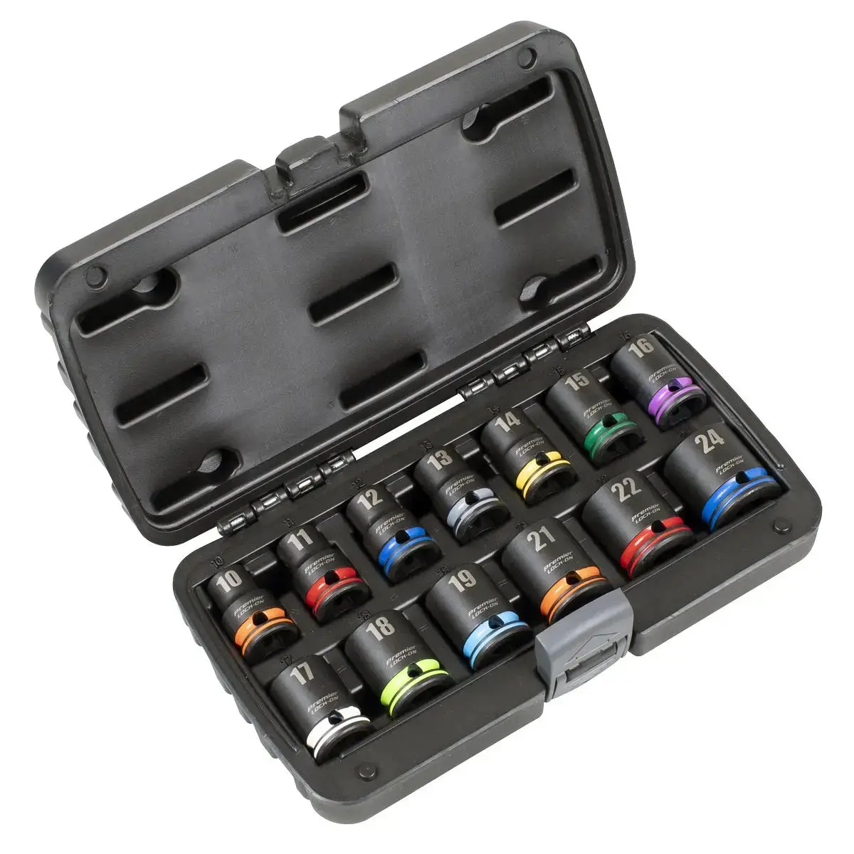 Sealey Premier Lock-On™ Impact Socket Set 13Pc 1/2"Sq Drive 6Pt Metric 1