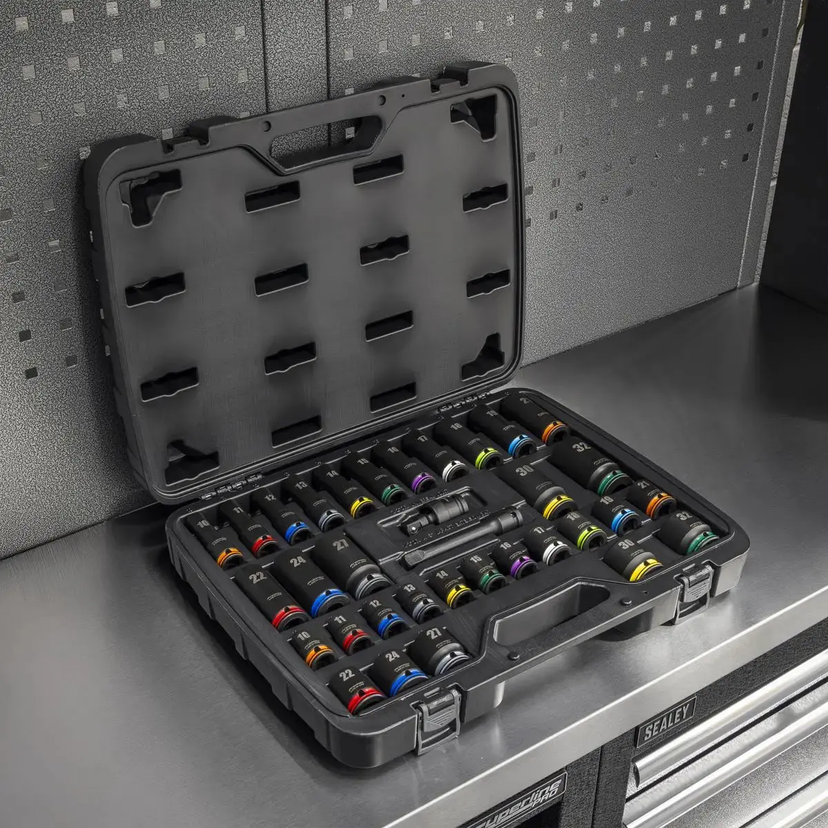 Sealey Premier Lock-On™ Standard & Deep Impact Socket Set 34Pc 1/2"Sq Drive 6Pt Metric 2