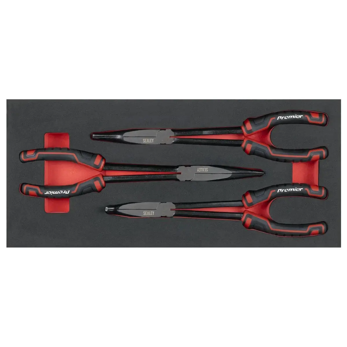 Sealey Premier Long Needle Nose Pliers Set With Tool Tray 3Pc 1