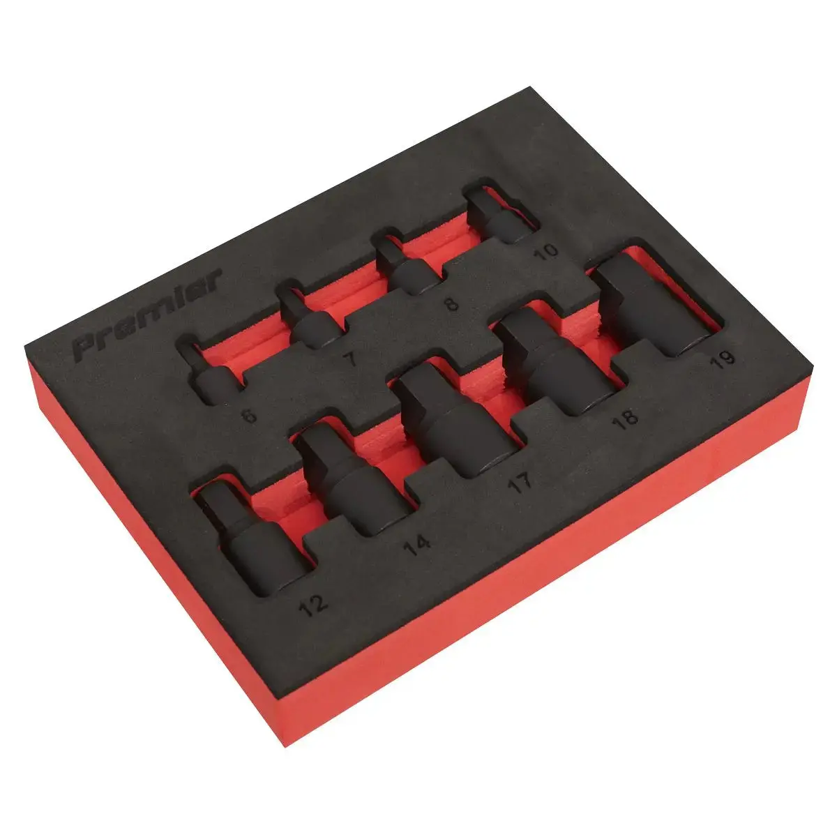 Sealey Premier Low Profile Impact Hex Socket Bit Set 1/4" & 3/8" Sq Drive 9Pc - Metric 1