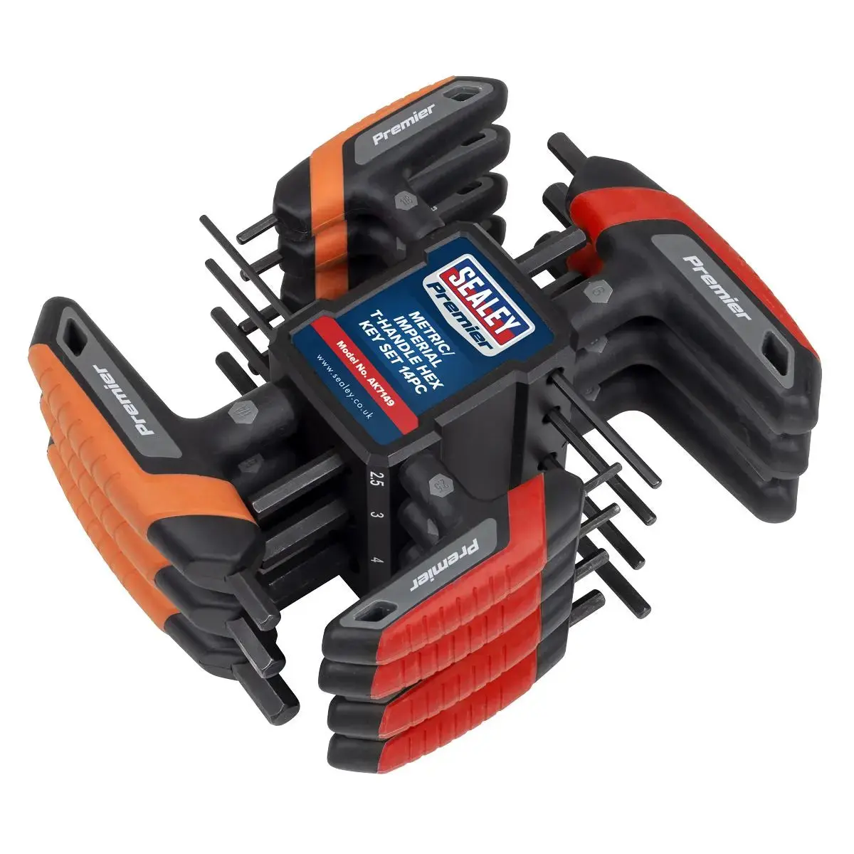 Sealey Premier Metric/Imperial T-Handle Hex Key Set 14Pc 1