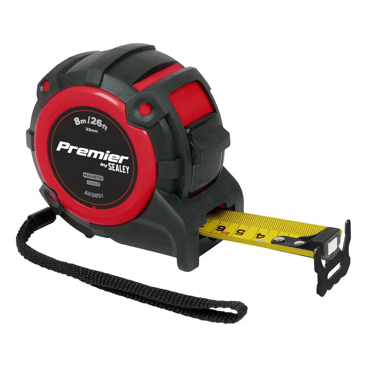 Sealey Premier Metric/Imperial Tape Measure Extra-Wide Blade 8M(26Ft) X 32Mm 1