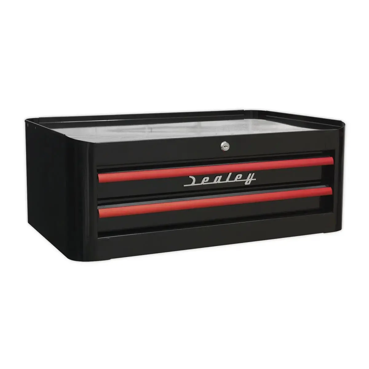 Sealey Premier Mid-Box Tool Chest 2 Drawer Retro Style - Black With Red Anodised Drawer Pulls 1