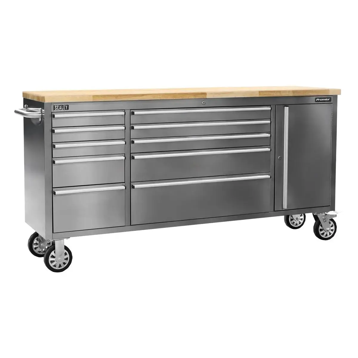 Sealey Premier Mobile Stainless Steel Tool Cabinet 10 Drawer & Cupboard 1