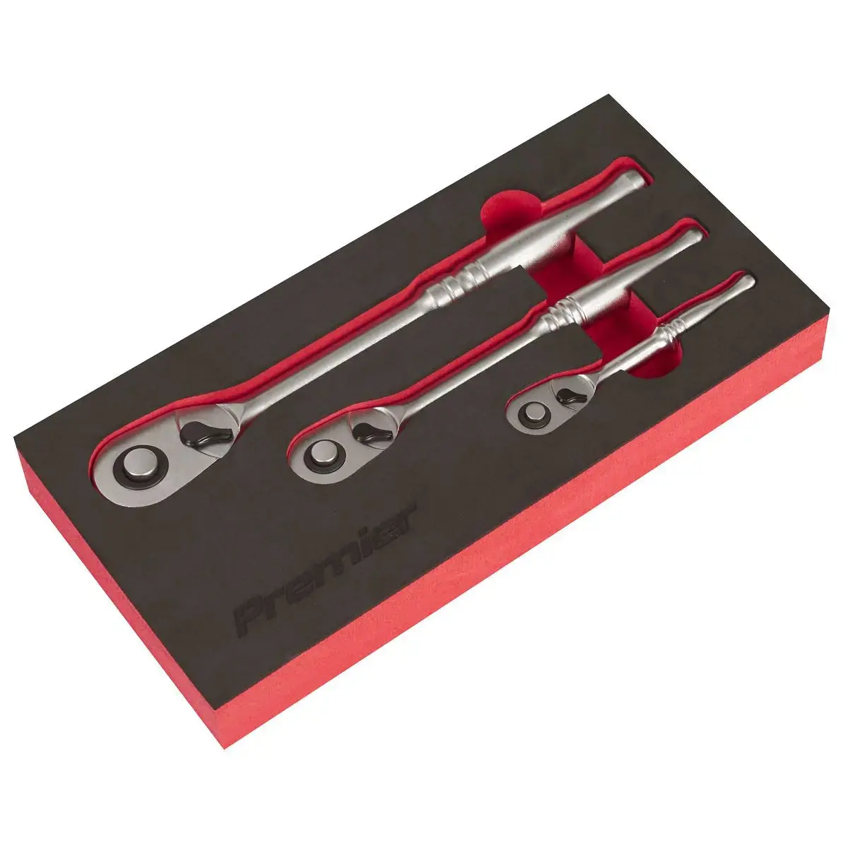 Sealey Premier Platinum Ratchet Wrench Set 3Pc Pear-Head Flip Reverse - Premier Platinum 1