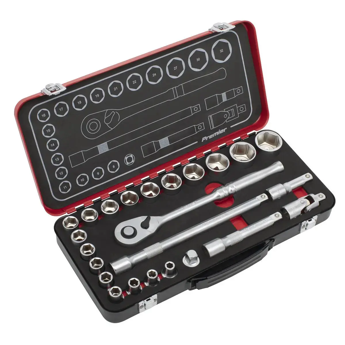 Sealey Premier Platinum Socket Set 1/2"Sq Drive 24Pc -  Premier Platinum 1