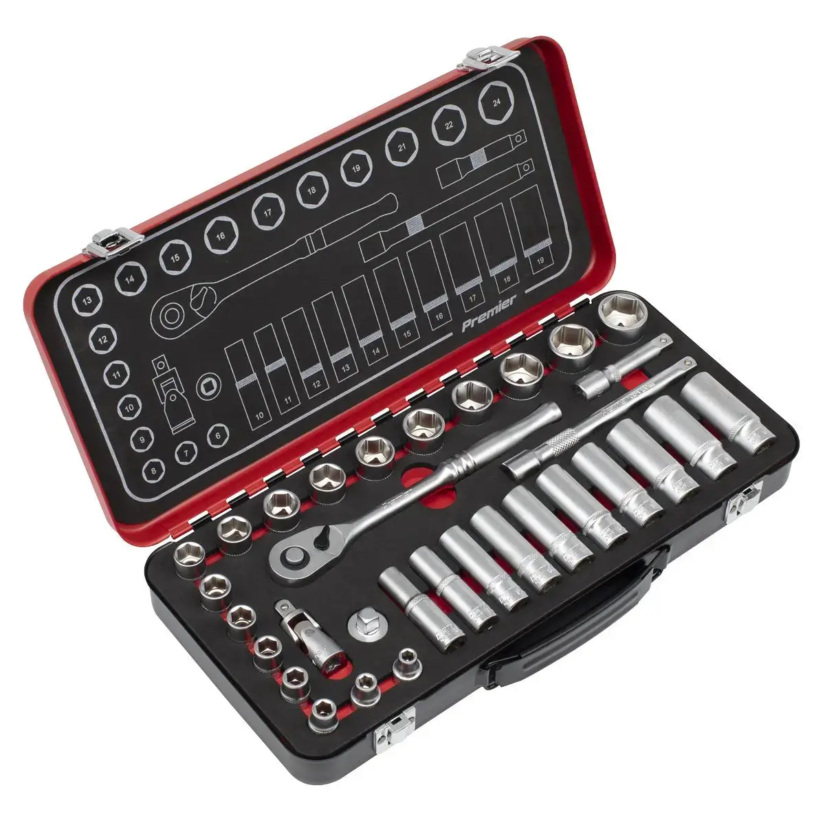 Sealey Premier Platinum Socket Set 3/8"Sq Drive 32Pc - Premier Platinum 1