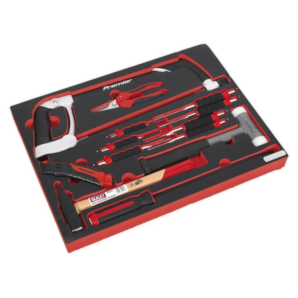 Sealey Premier Platinum Tool Tray With Hacksaw, Hammers & Punches 13Pc 1