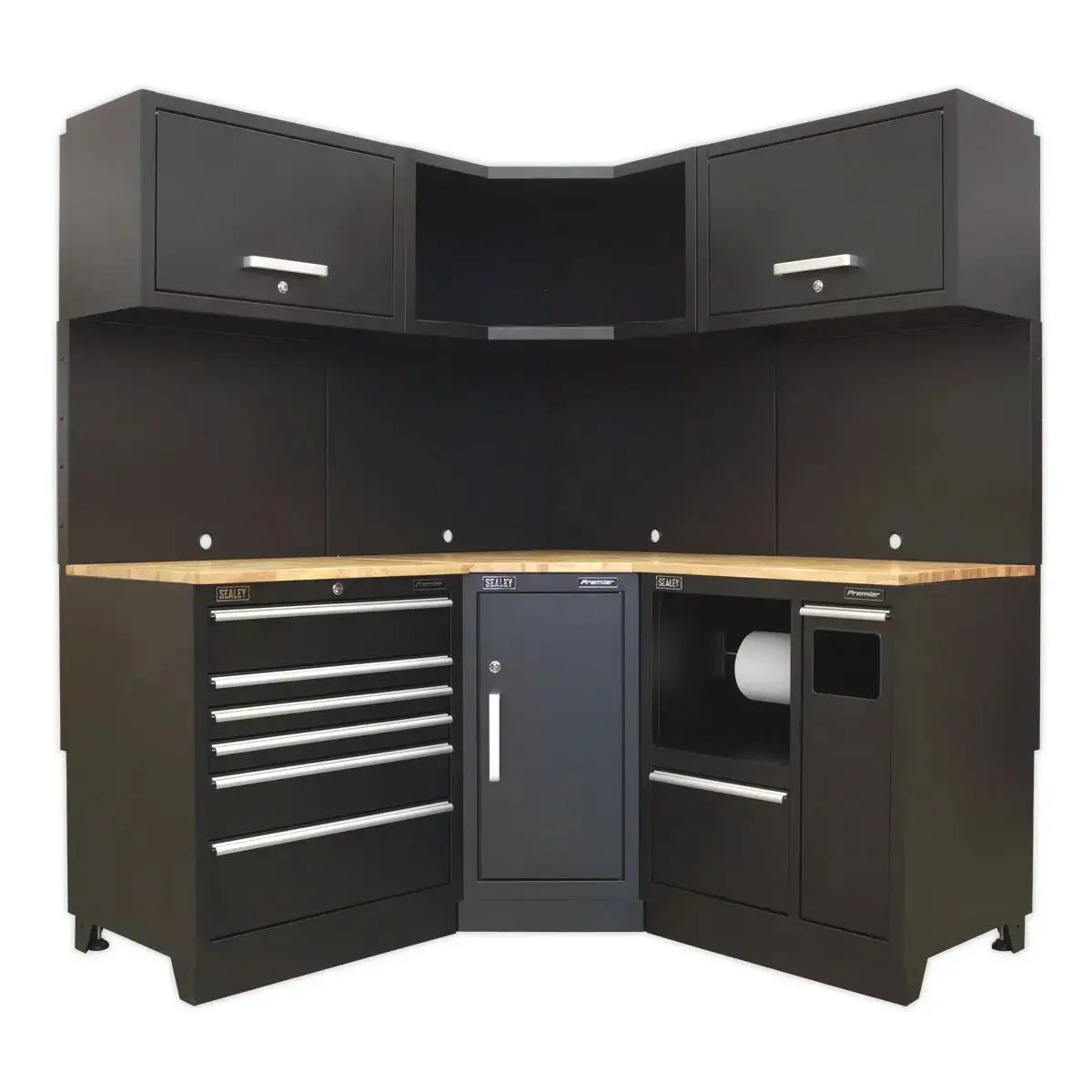 Sealey Premier Premier 1.7M Corner Storage System - Oak Worktop 1