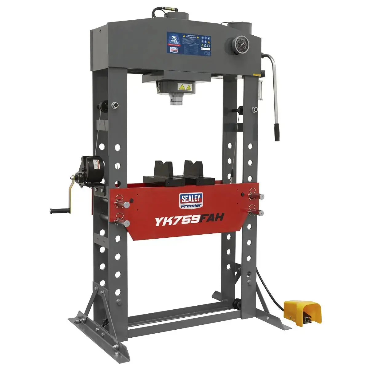 Sealey Premier Premier Air/Hydraulic Floor Type Press With Foot Pedal 75 Tonne 1