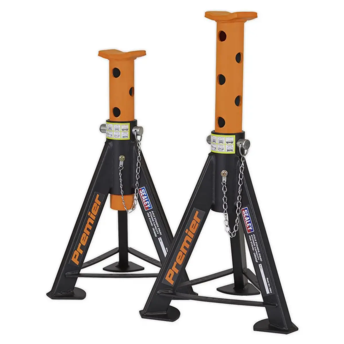 Sealey Premier Premier Axle Stands (Pair) 6 Tonne Capacity Per Stand - Orange 1