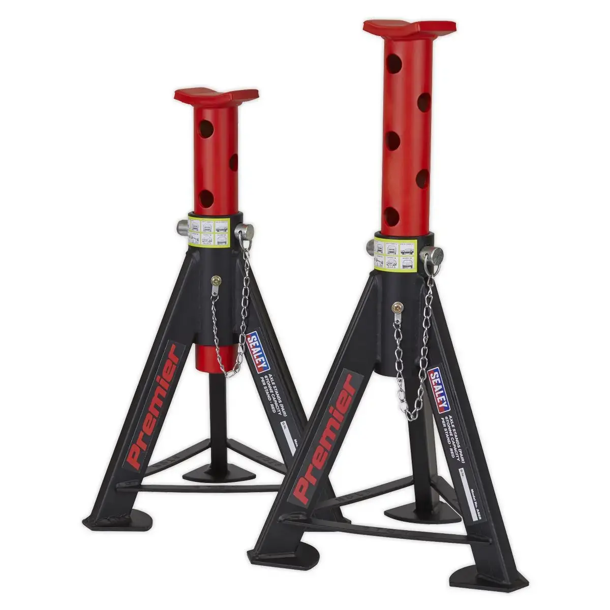 Sealey Premier Premier Axle Stands (Pair) 6 Tonne Capacity Per Stand - Red 1