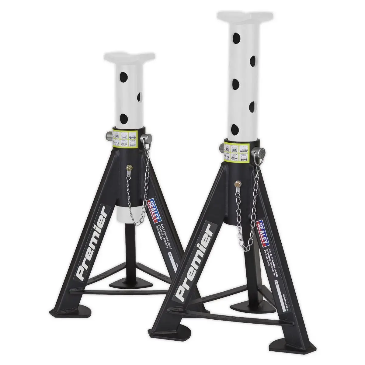 Sealey Premier Premier Axle Stands (Pair) 6 Tonne Capacity Per Stand - White 1