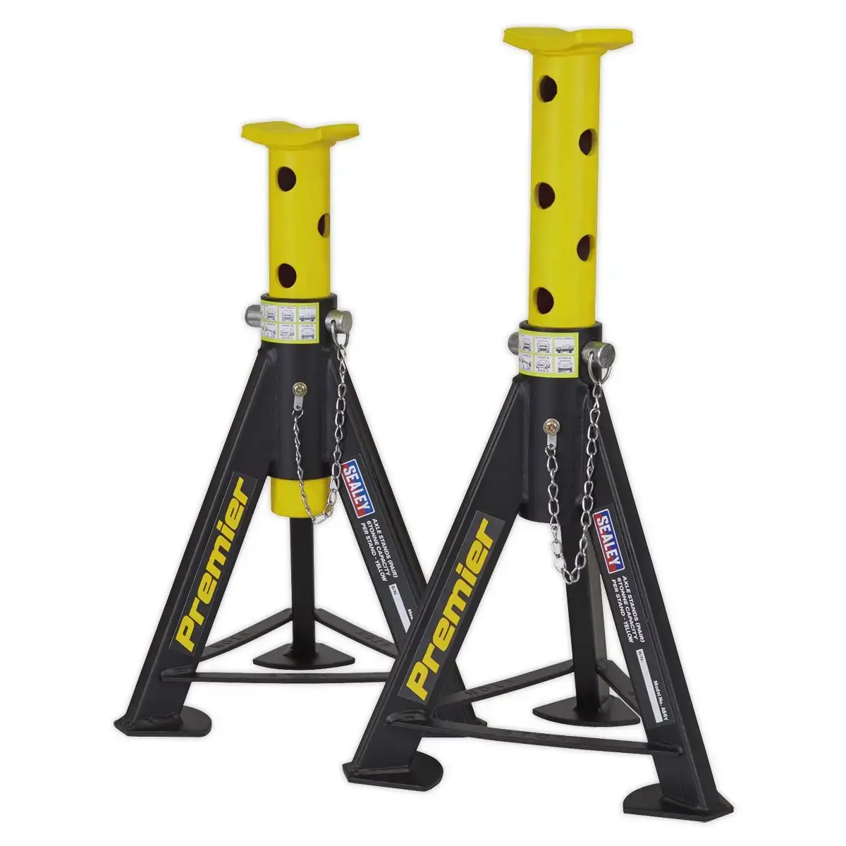 Sealey Premier Premier Axle Stands (Pair) 6 Tonne Capacity Per Stand - Yellow 1