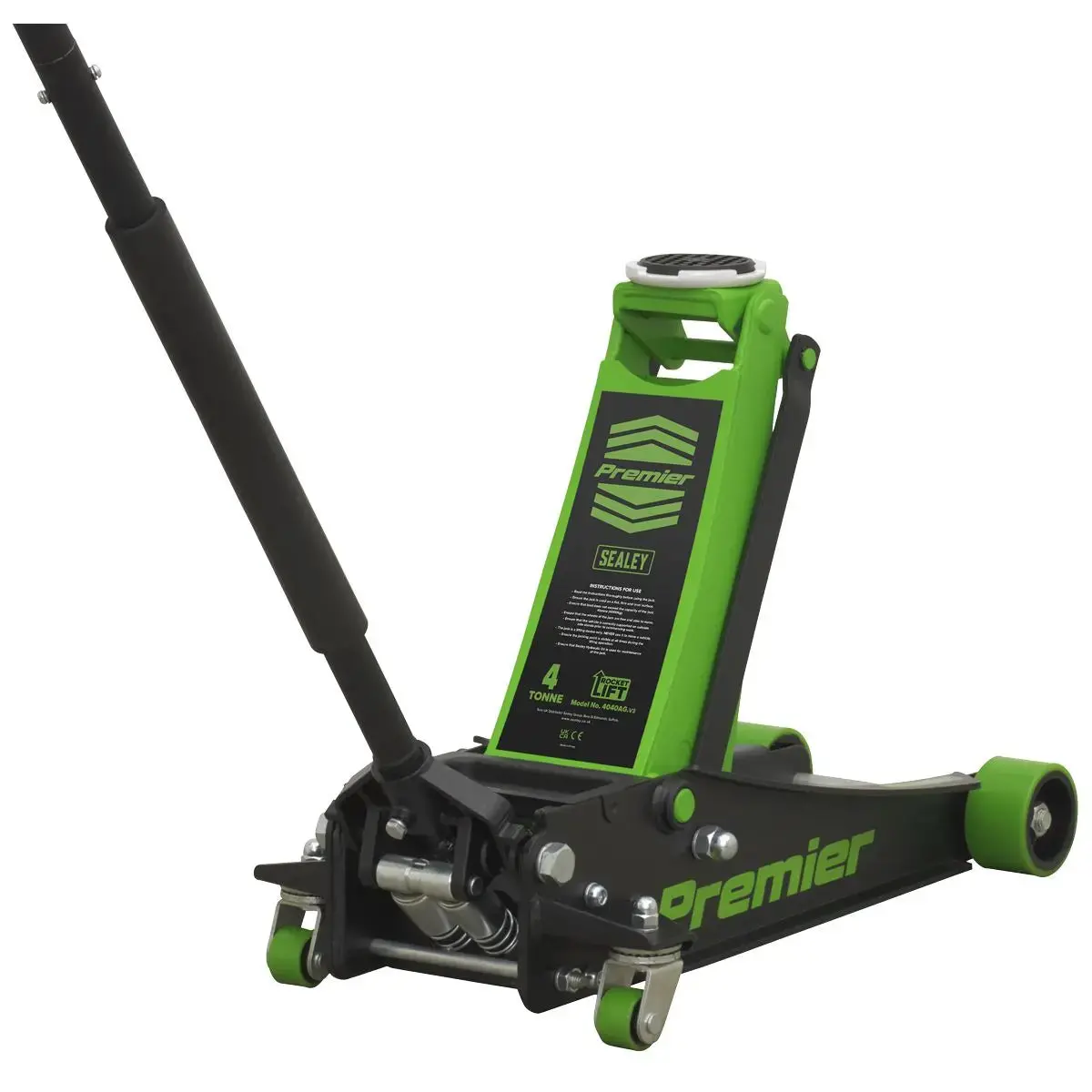 Sealey Premier Premier Low Profile Trolley Jack With Rocket Lift 4 Tonne - Green 1