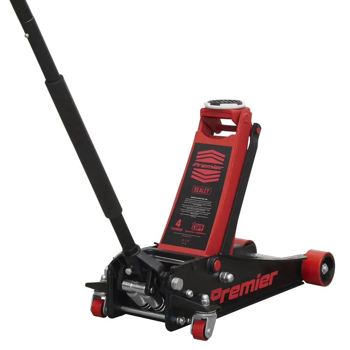 Sealey Premier Premier Low Profile Trolley Jack With Rocket Lift 4 Tonne - Red 1