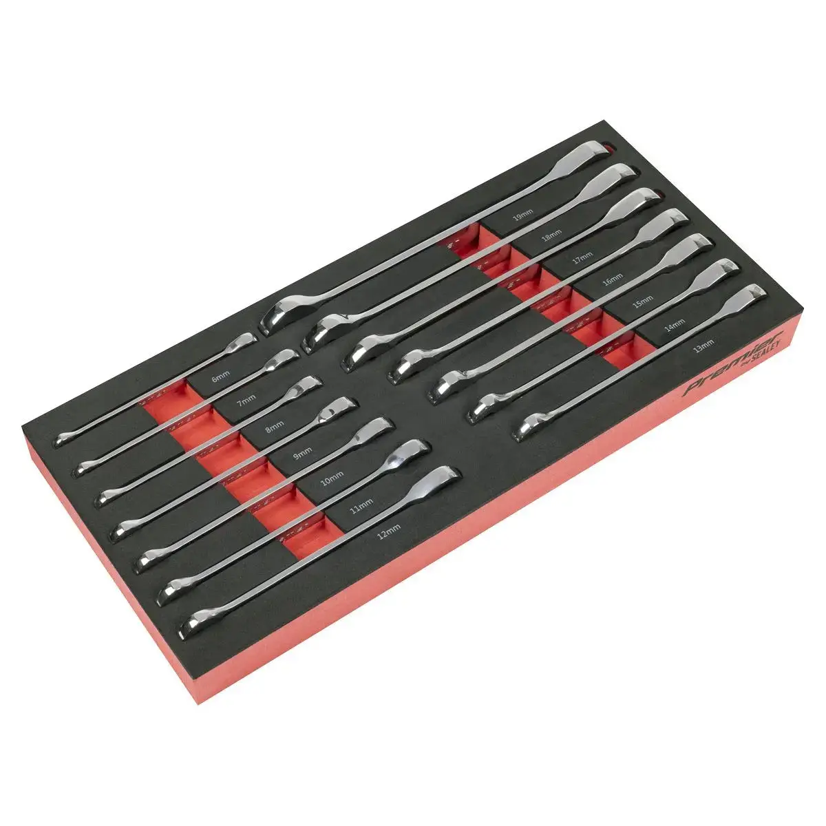 Sealey Premier Ratchet Spanner Set With Tool Tray 14Pc 1