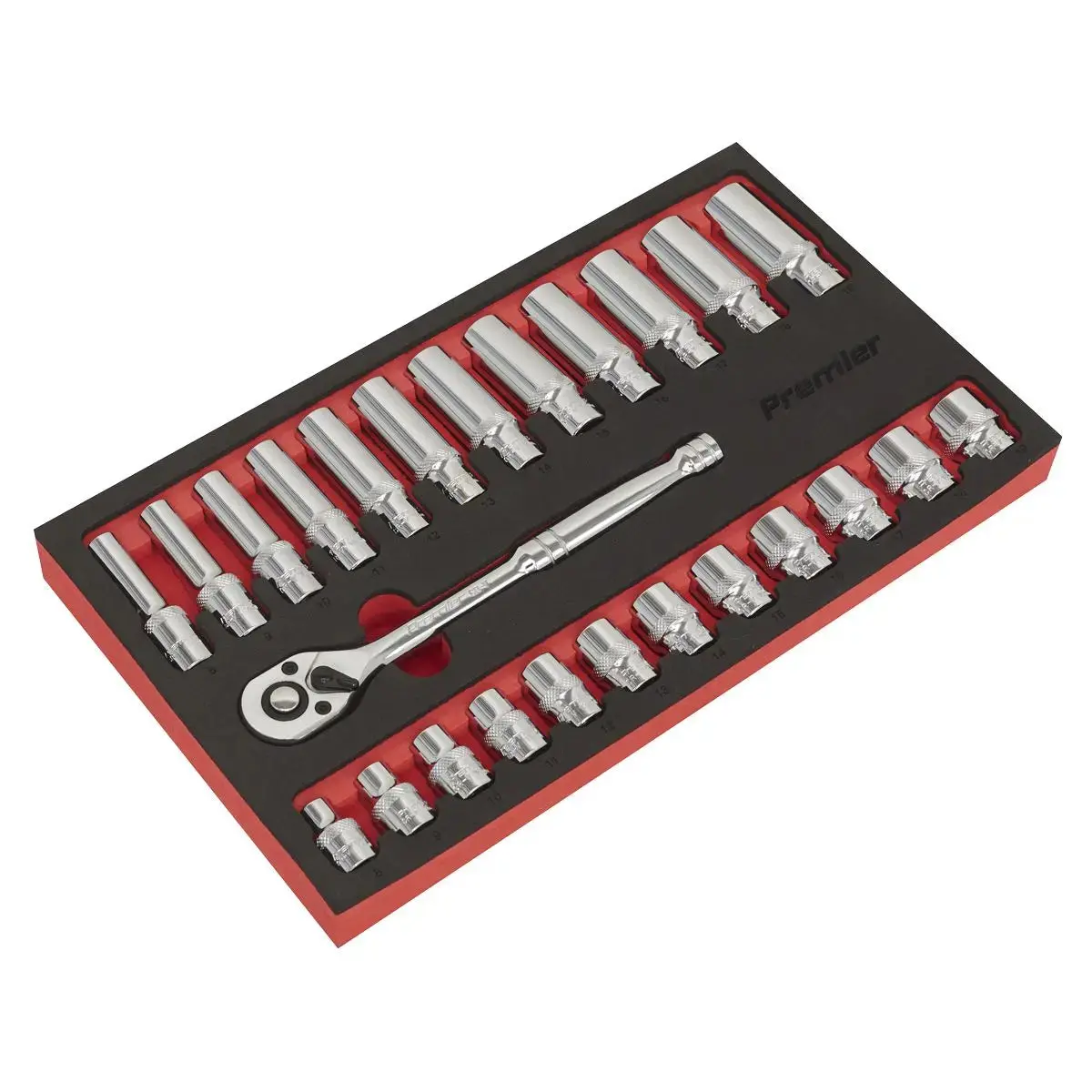 Sealey Premier Ratchet Wrench & Socket Set 25Pc 3/8"Sq Drive 1