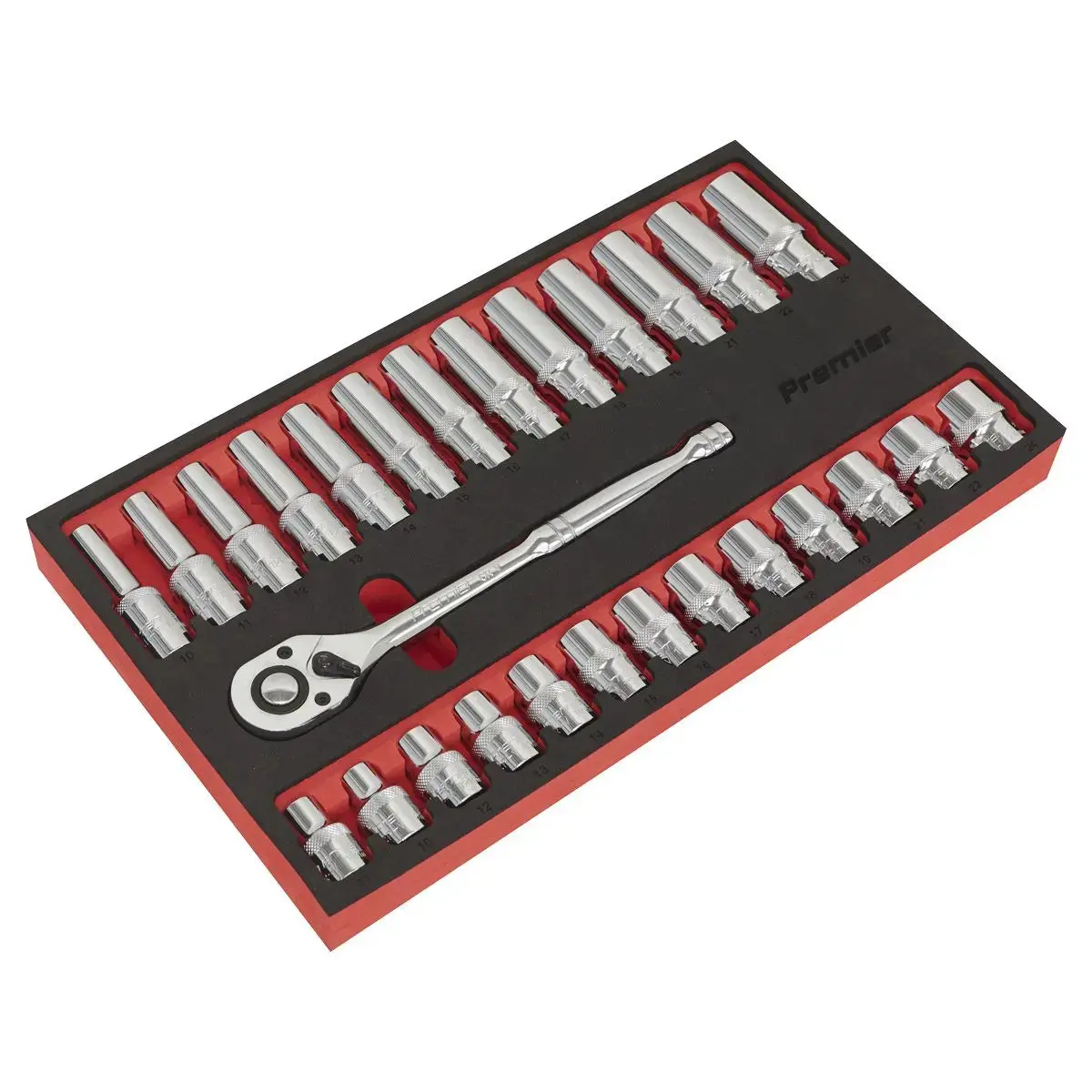 Sealey Premier Ratchet Wrench & Socket Set 27Pc 1/2"Sq Drive 1