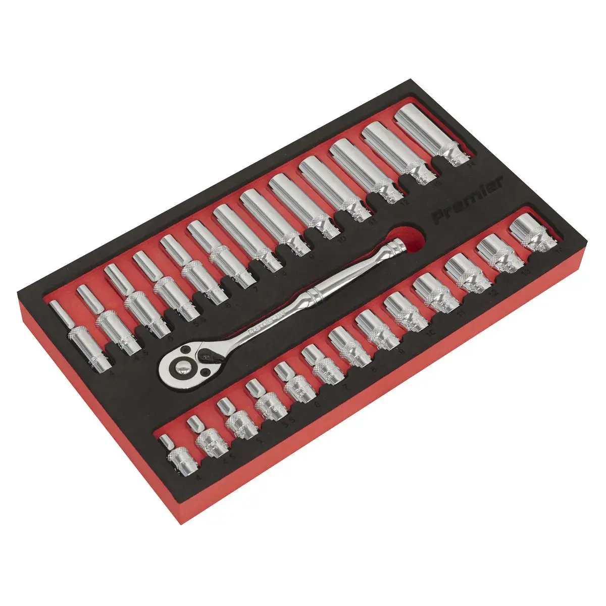 Sealey Premier Ratchet Wrench & Socket Set 27Pc 1/4"Sq Drive 1