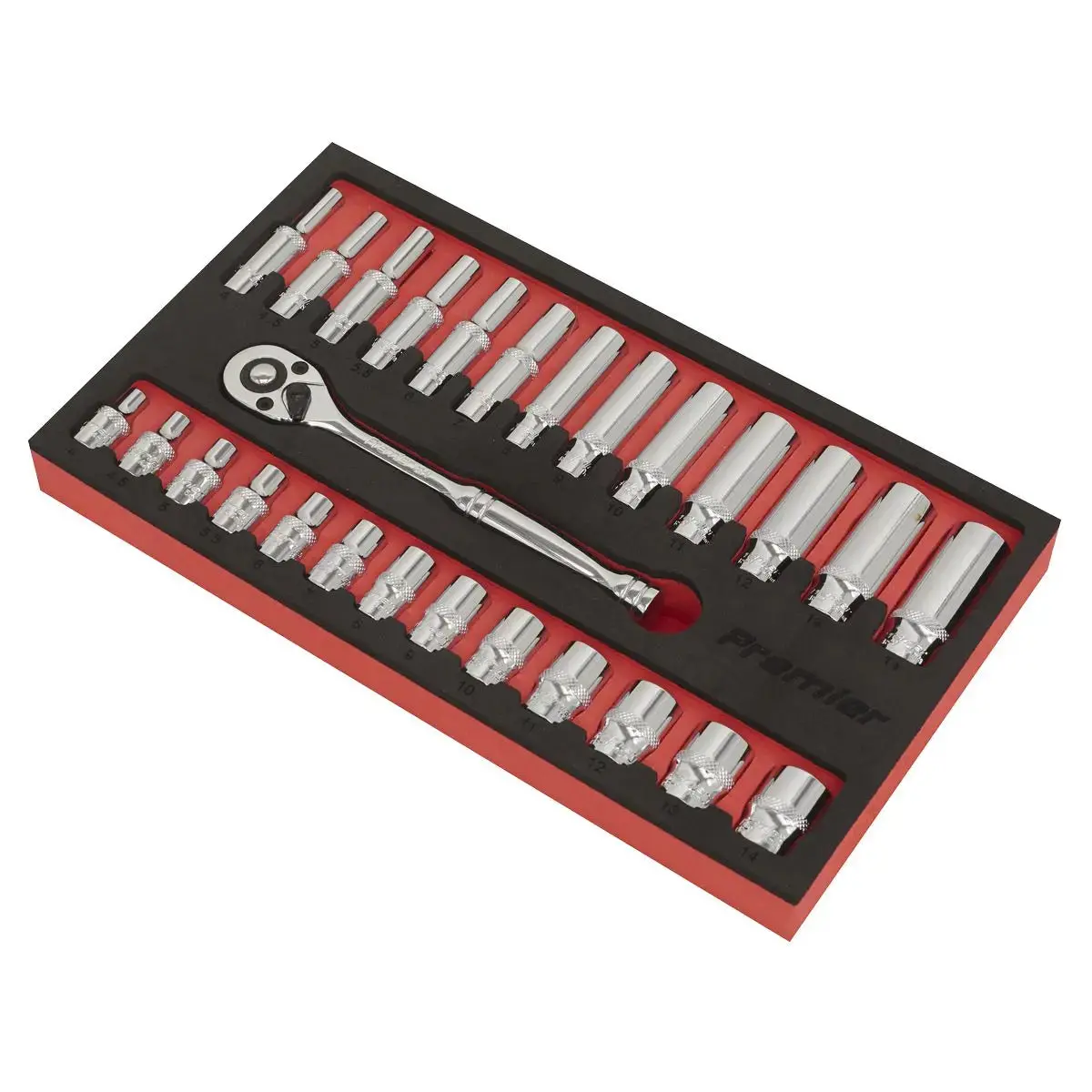 Sealey Premier Ratchet Wrench & Socket Set 27Pc 1/4"Sq Drive 2