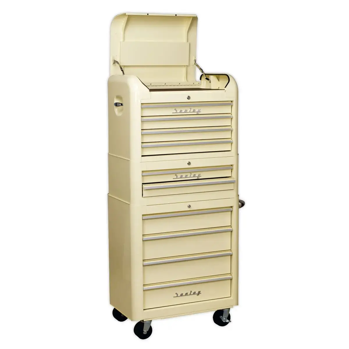 Sealey Premier Retro Style Topchest, Mid-Box Tool Chest & Rollcab Combination 10 Drawer Cream 1