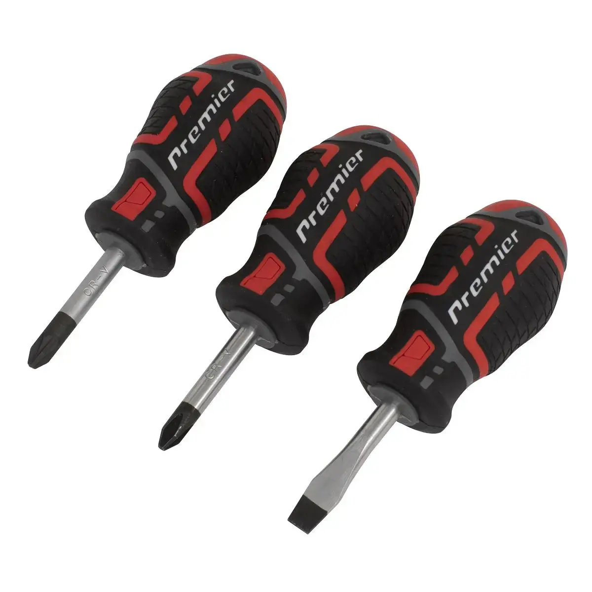Sealey Premier Screwdriver Set 3 Piece Gripmax Stubby 1
