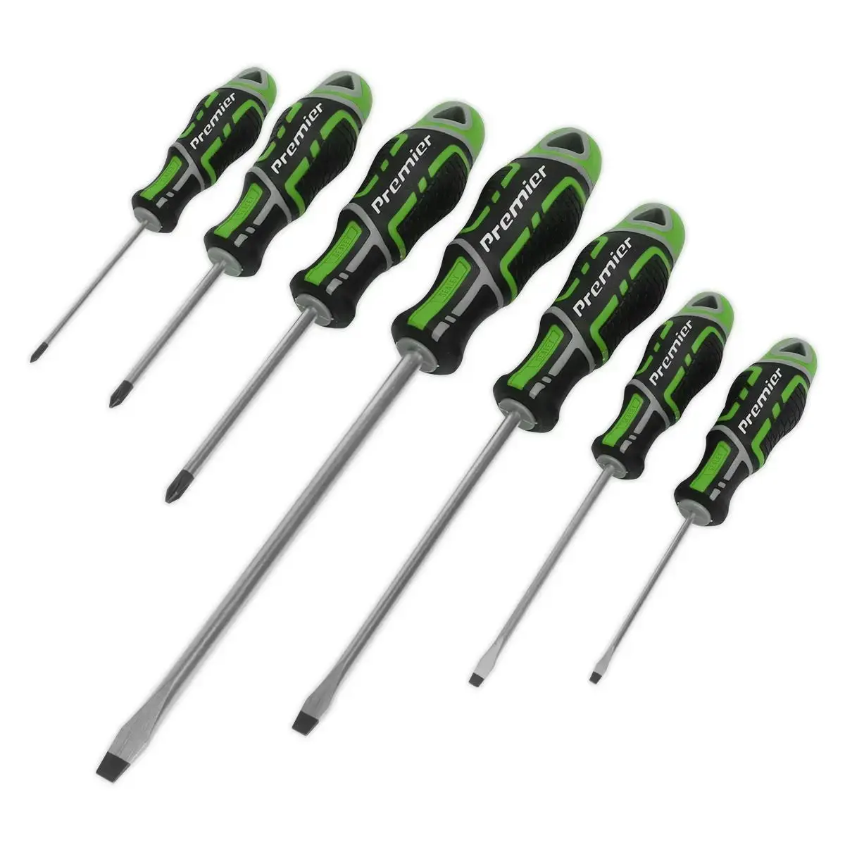 Sealey Premier Screwdriver Set 7Pc Gripmax® - Hi-Vis Green 1
