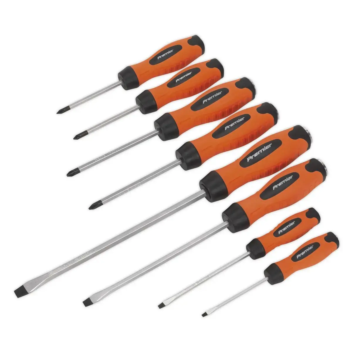Sealey Premier Screwdriver Set 8Pc Hammer-Thru Hi-Vis Orange 1