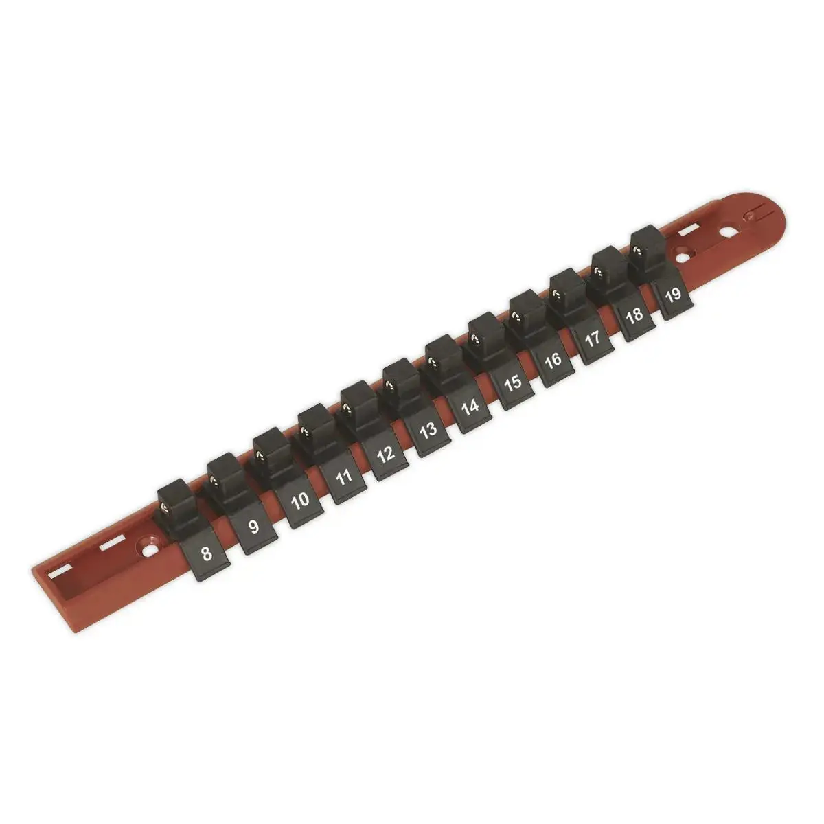 Sealey Premier Socket Retaining Rail With 12 Clips 3/8"Sq Drive 1