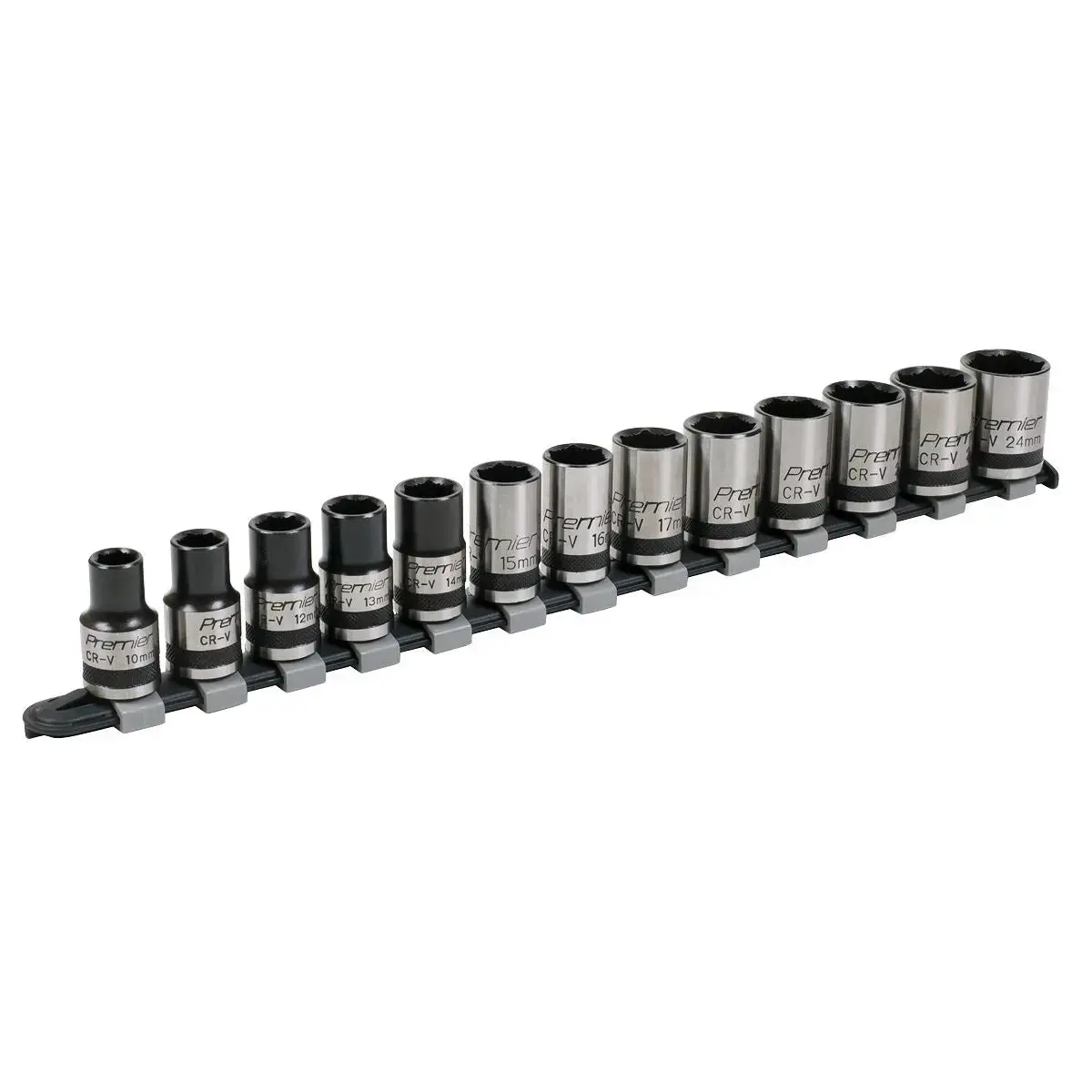 Sealey Premier Socket Set 13Pc 1/2"Sq Drive Lock-On™ 6Pt Metric - Black Series 1