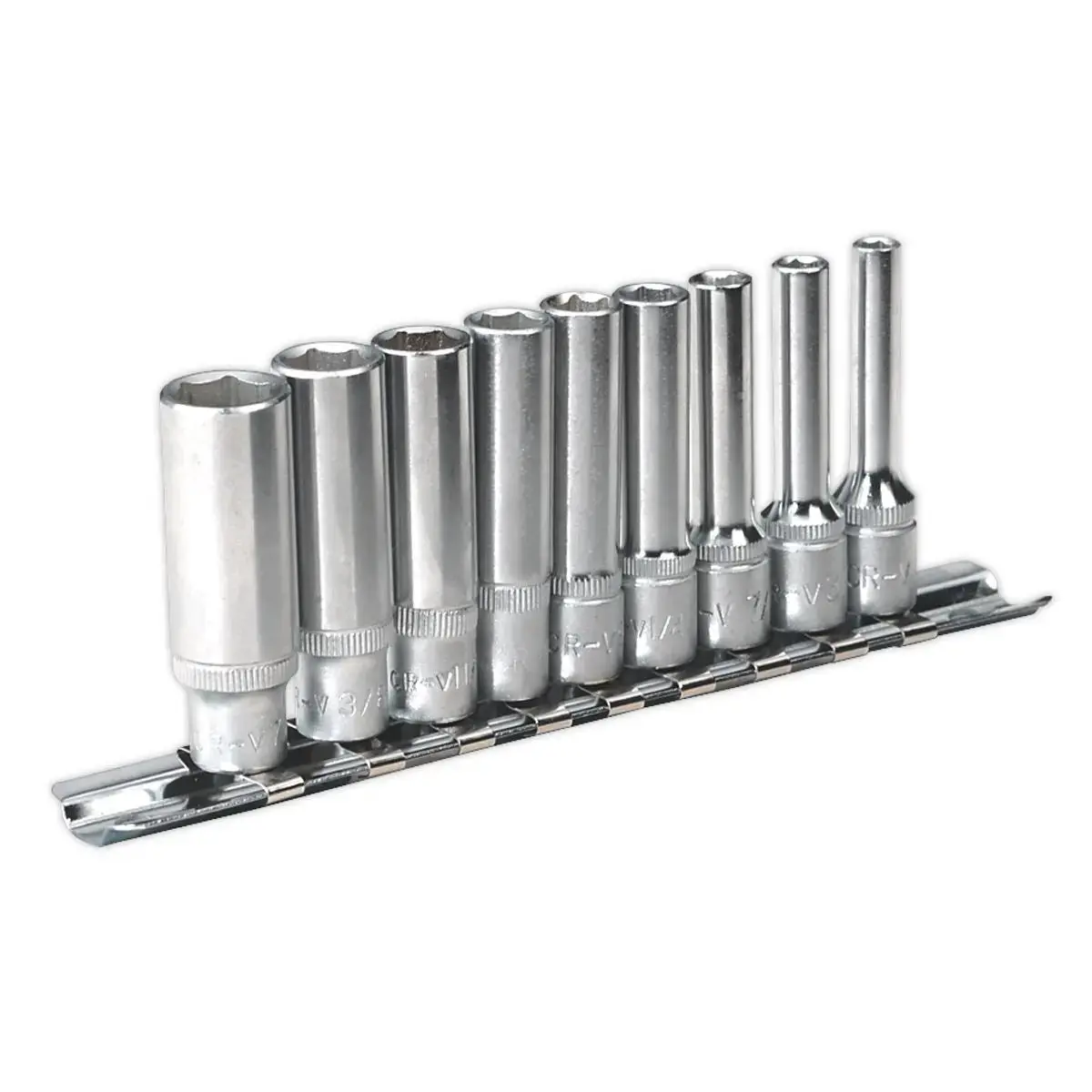 Sealey Premier Socket Set 9Pc 1/4"Sq Drive 6Pt Deep Walldrive® Imperial 1