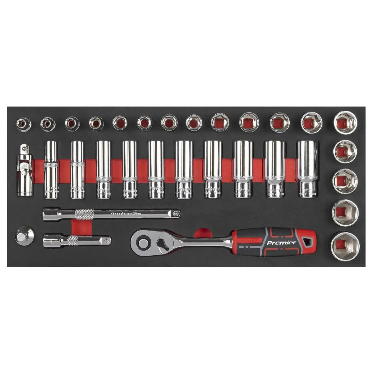 Sealey Premier Socket Set With Tool Tray 3/8"Sq Drive 32Pc 1